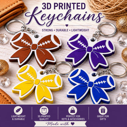 personalized 3D printed- Football Bow Keychain